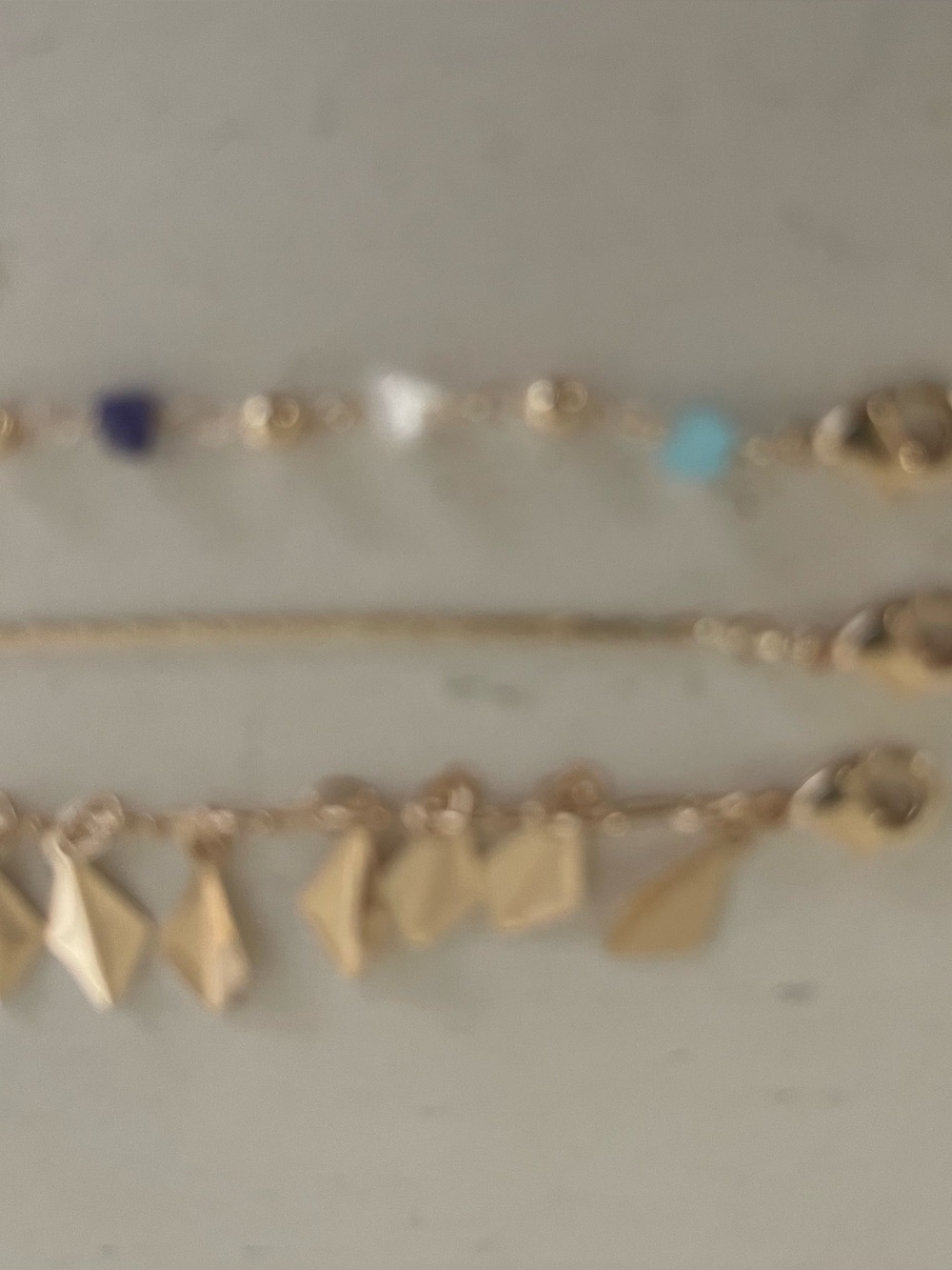 Camila Coelho Gold Layered Dangling Anklet with Blue Bead Accents - Picture 5 of 7